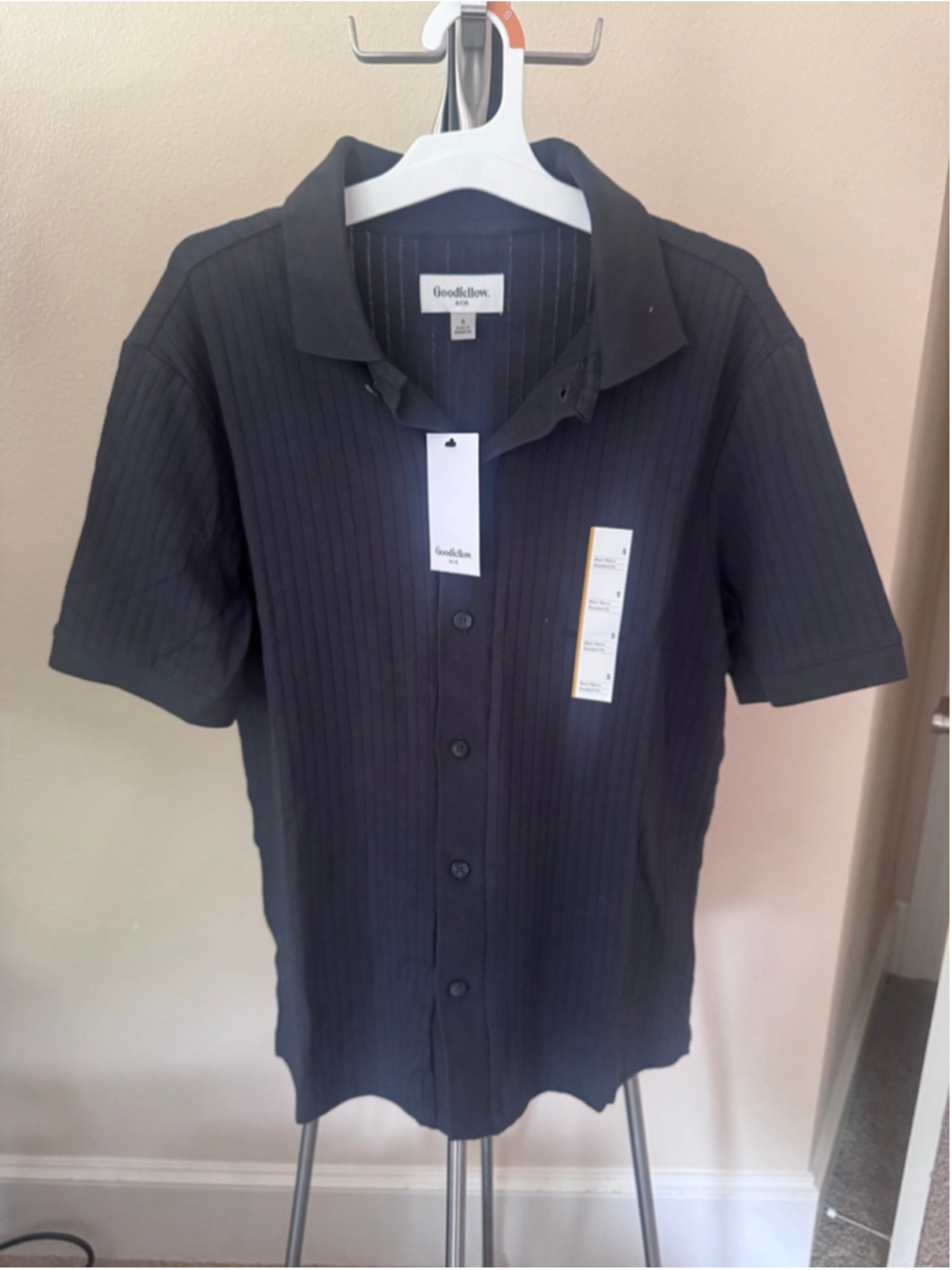 Men's Goodfellow & Co Black Ribbed Casual Button Down Shirt various sizes
